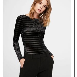 NWT Emporio Armani S/M Sz. IT 40/ US 6 striped flocked bodysuit